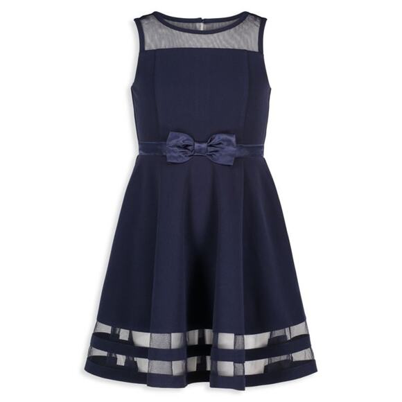NWT Calvin Klein Girl's Illusion Mesh-Hem Dress Blue Size 14 - Picture 1 of 9